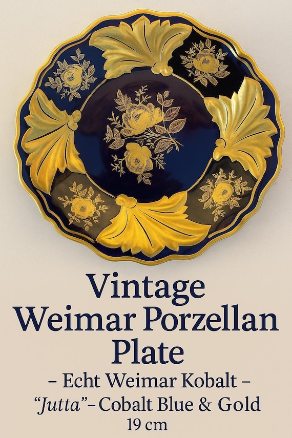▪️ 【レア】Weimar Porzellan（ワイマール・ポーセリン）皿6枚 Vintage Weimar Porzellan Plate – Echt Weimar Kobalt – “jutta