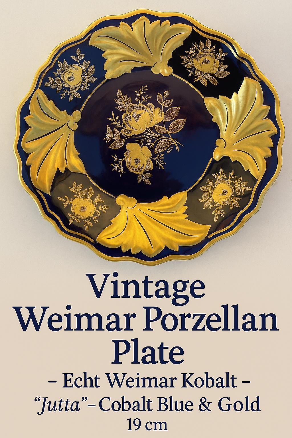 ワイマール　WEIMAR 金彩コバルトブルー フラワー　プレート4枚セット Weimar Plate | eBay