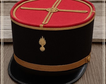 Vintage French Military Shako | Ceremonial Kepi Hat with Grenade Emblem | 20th Century Officer Dress Hat | Collectible Militaria