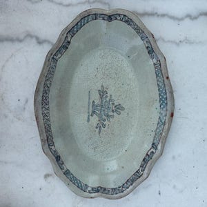 Antique French Faience Oval Serving Platters – Blue Transferware – Late 18th to Early 19th Century – Set of 2