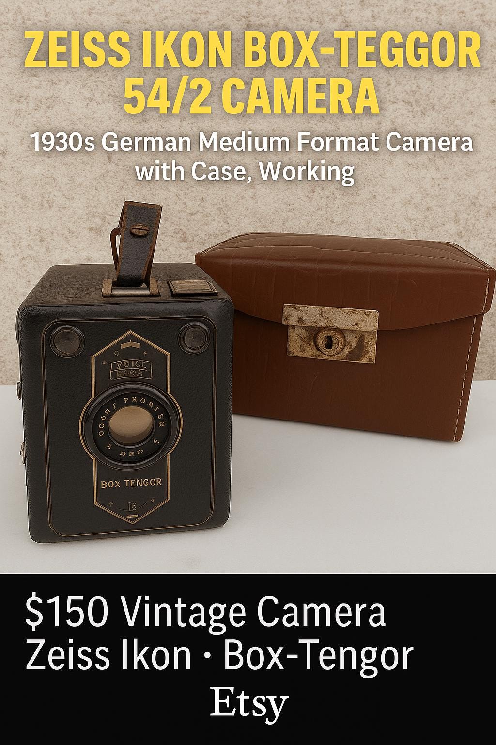 Zeiss Ikon Box-Tengor 54/2 Camera – 1930s German Medium Format Camera with Case, Working