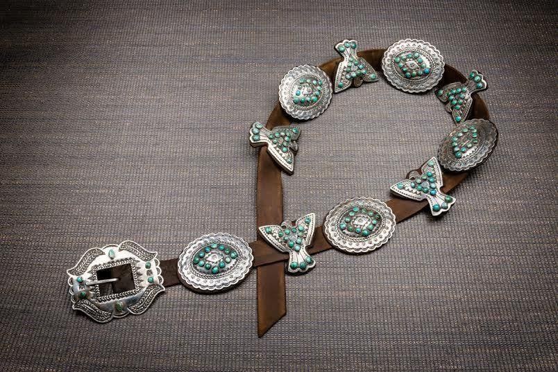 Sterling Silver Turquoise Thunderbird Concho Belt by  display picture 1