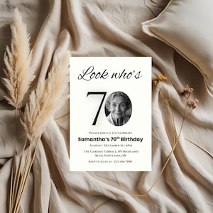 Look Who’s 70th Birthday Invitation Template | Editable 5x7 Canva Invite | Printable 70th Birthday Party Digital Download