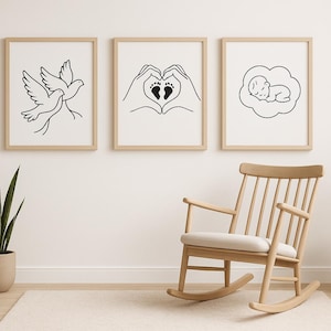 Healing Memorial Art, Baby Loss Angel Mother Prints, Minimalist Wall Decor, Digital Download, Handmade Gift