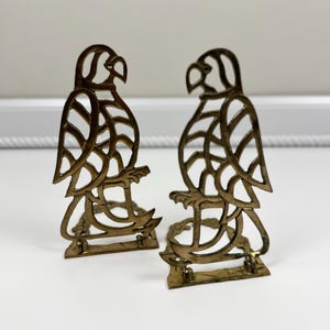 Set of Mid-Century Brass Tropical Parrot Bookends