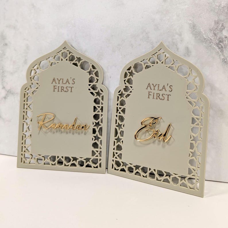 Personalised Baby's My First Ramadan & My First Eid Plaque set, Acrylic Baby Milestone Keepsake Photo Prop image 4