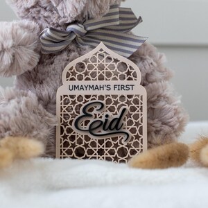Personalised Baby's My First Eid Plaque, Acrylic Baby Milestone Keepsake Photo Prop image 2