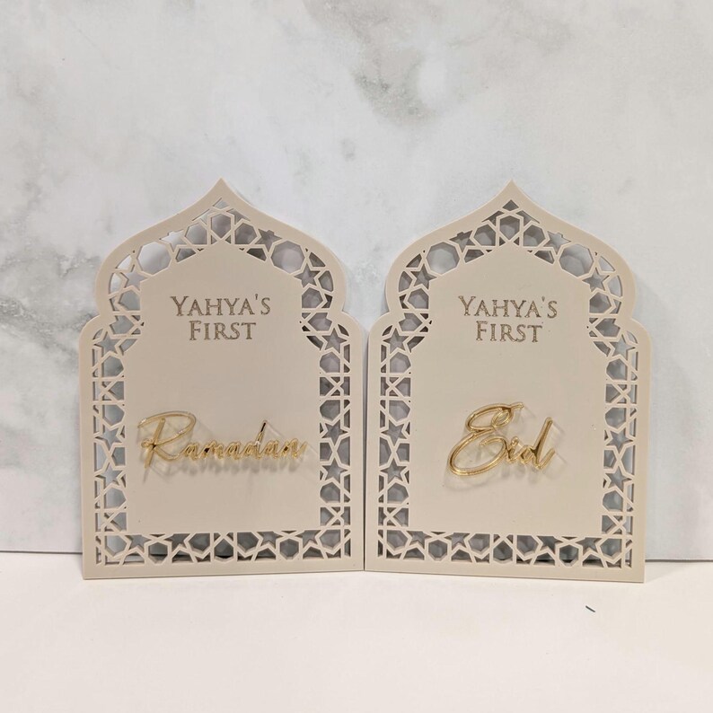 Personalised Baby's My First Ramadan & My First Eid Plaque set, Acrylic Baby Milestone Keepsake Photo Prop image 7