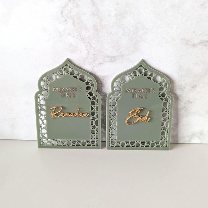 Personalised Baby's My First Ramadan & My First Eid Plaque set, Acrylic Baby Milestone Keepsake Photo Prop image 6