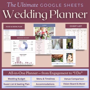 Hochzeitsplaner digitale Hochzeitsbudgets Planer Google Sheet Hochzeitscheckliste Tabelle Sitzplan Hochzeitsgästeliste komplettes Hochzeitsgeschenk