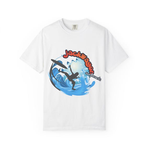 White JackWagon Surfers tee with wave graphic