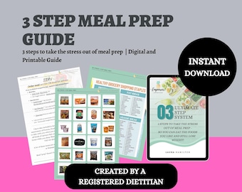 3 Step Meal Plan Guide Printable PDF - Simple Weekly Meal Planning System, Family Meal Planner, Nutrition Planning, Instant Download