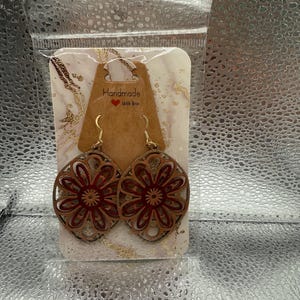 hand painted wood mandala earrings