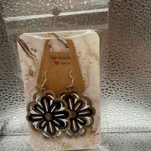 hand painted wood mandala earrings