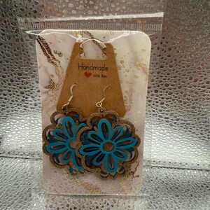 hand painted wood mandala earrings