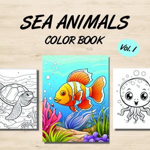 Sea Animals Coloring Book PDF – Cute Ocean Creatures, Whales, Turtles, Dolphins & More – Fun Printable Pages for Kids – Instant Download