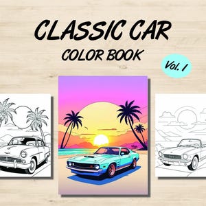 Vintage Car Coloring Book: Retro Muscle Cars, Hot Rods (PDF Download)