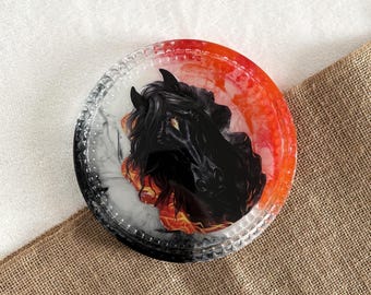 Handmade Horse Resin Trinket Dish, Equestrian Jewellery Tray with Black Horse Design, Horse Lover Gift, Decorative Catchall Dish