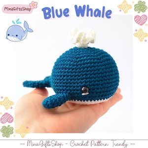 Cute Blue Whale Crochet Pattern PDF, Cute Amigurumi Crochet Pattern, Sea Animals Crochet Pattern, No Sew Bear Pattern Png, Handmade Gift PDF