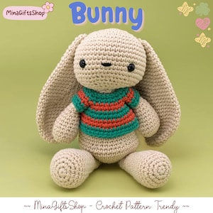 Bunny Crochet Pattern PDF, Cute Bunny Amigurumi Crochet Pattern, Animals Crochet Pattern, No Sew Pattern, Crochet Tutorial PDF, Gift For Kid