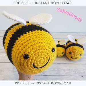 Bumblebee crochet pattern, Amigurumi Bumblebee pattern, Crochet Bumblebee, Crochet animals, PDF pattern only, PDF digital