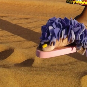 Royal  Purple Fun Fuzzy Flip Flops