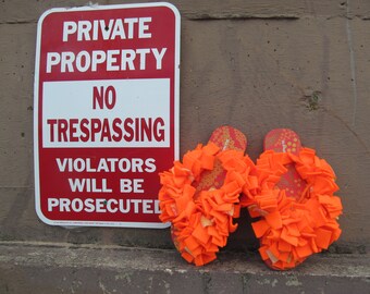 Orange Smooth to Neon Fun Fuzzy Flip Flops