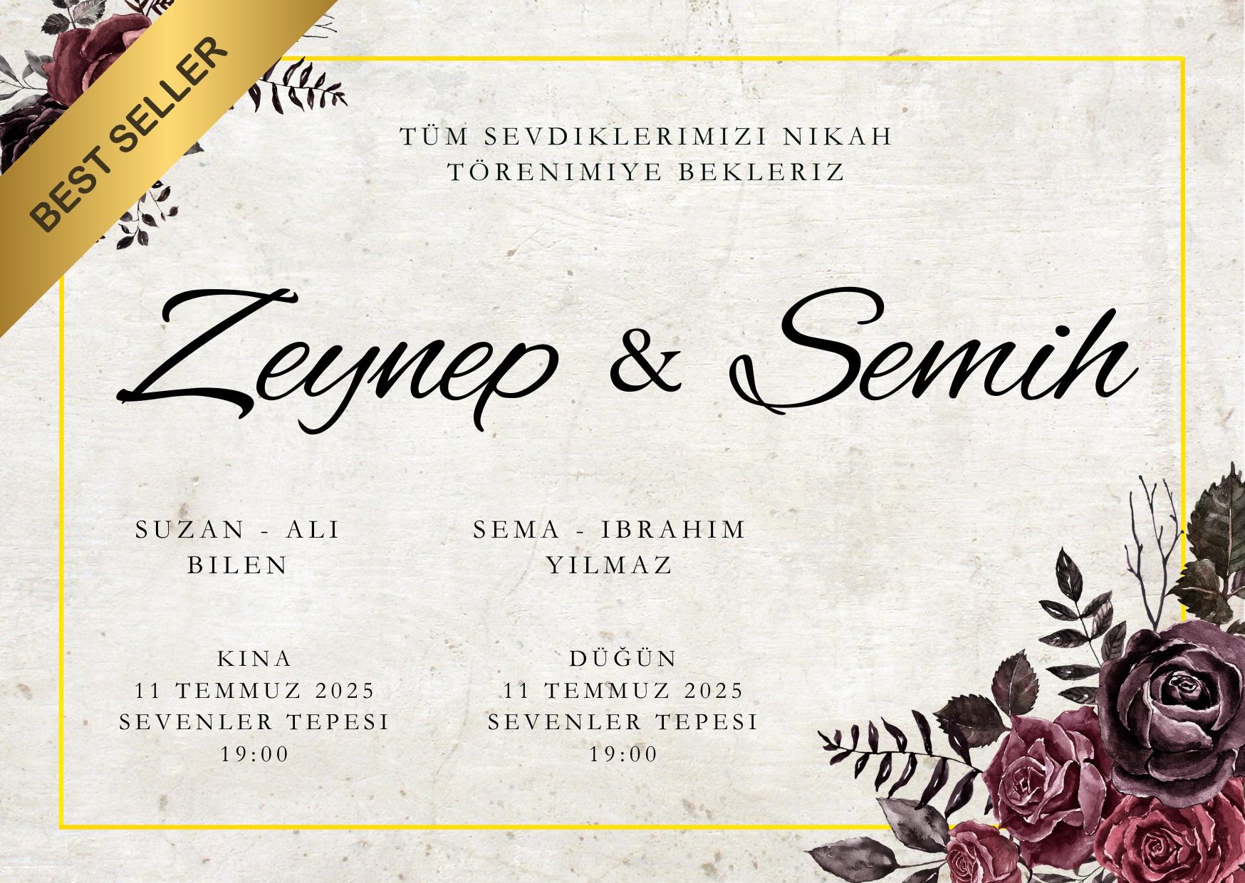 2025 trendi AI tasarlanmış zarif dijital düğün davetiyesi örneği