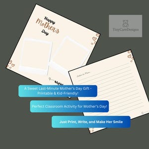 Regalo para el Día de la Madre de los niños, carta para mamá, actividad imprimible para el aula, recuerdo del Día de la Madre, apoyo a los papás, crianza de los hijos, regalo encantador, fácil