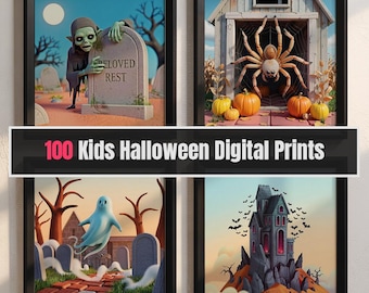 100 Kids Halloween Wall Art Prints | Spooky Decor | Digital Printable Download