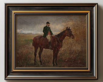 Vintage Horse and Rider Oil Painting Print: Equestrian Wall Art (Digital Download) #430