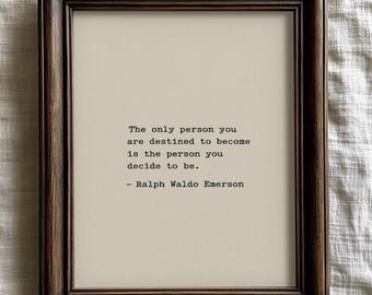 Impresión con cita de Ralph Waldo Emerson: Tipografía de máquina de escribir, arte mural minimalista (descarga digital) n.° 289