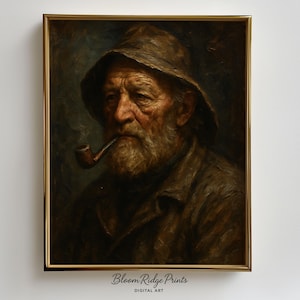 Stampa ritratto di pescatore d'epoca: arredamento rustico costiero (download digitale) n. 103