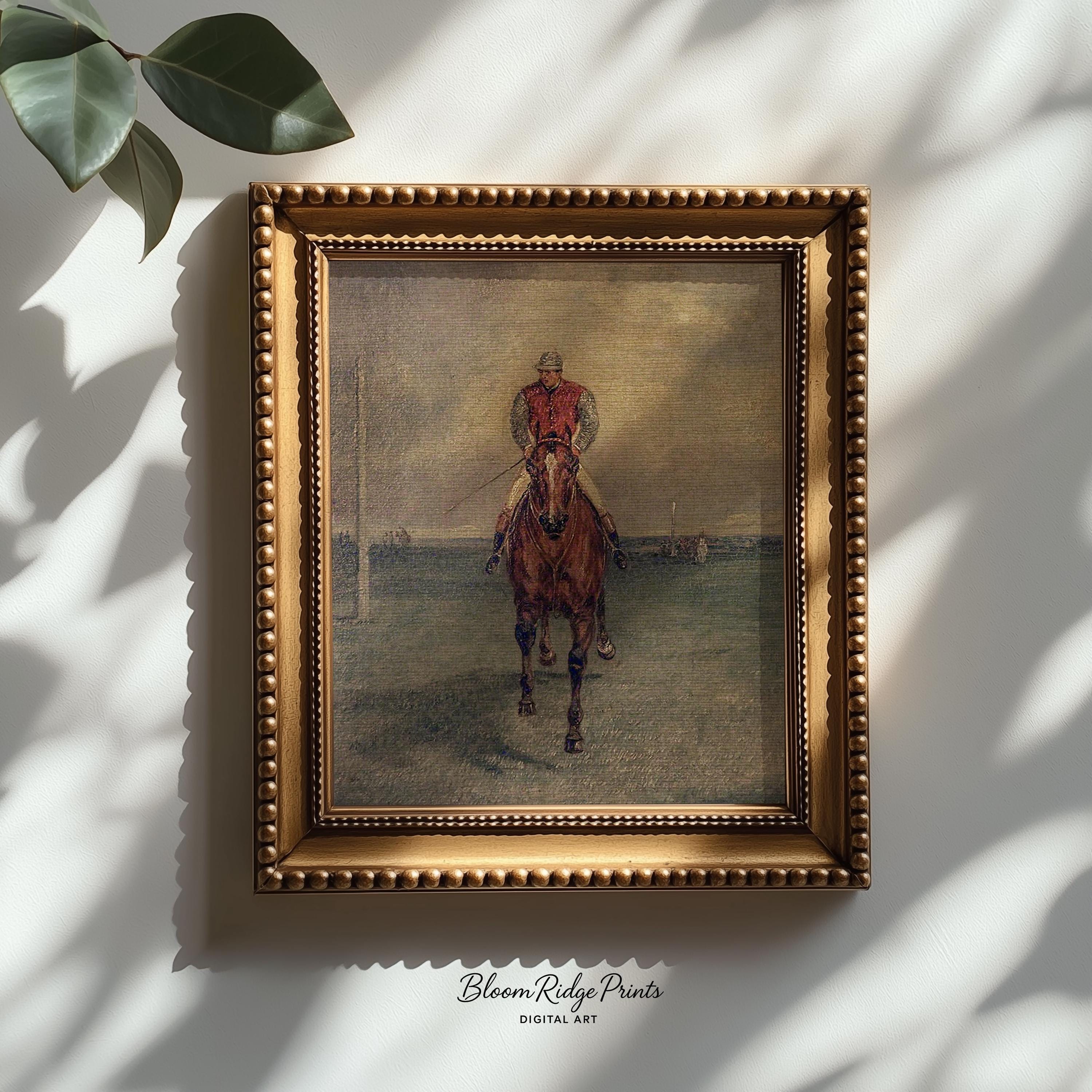 Vintage Equestrian Wall Art Print | Antique Horse Racing Painting ...