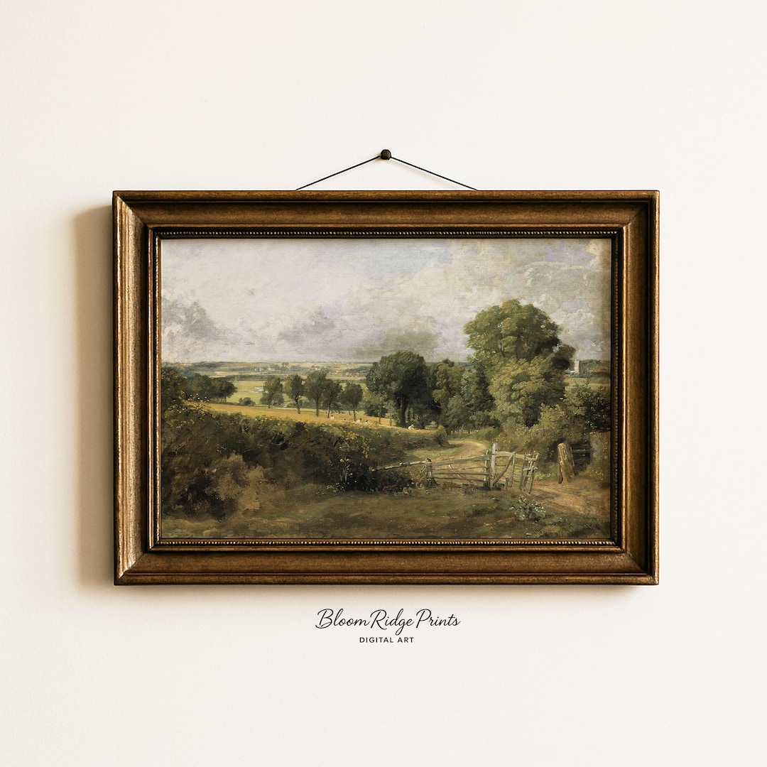 Vintage Farmhouse Landscape Print: Rustic Countryside Wall Art (digital ...