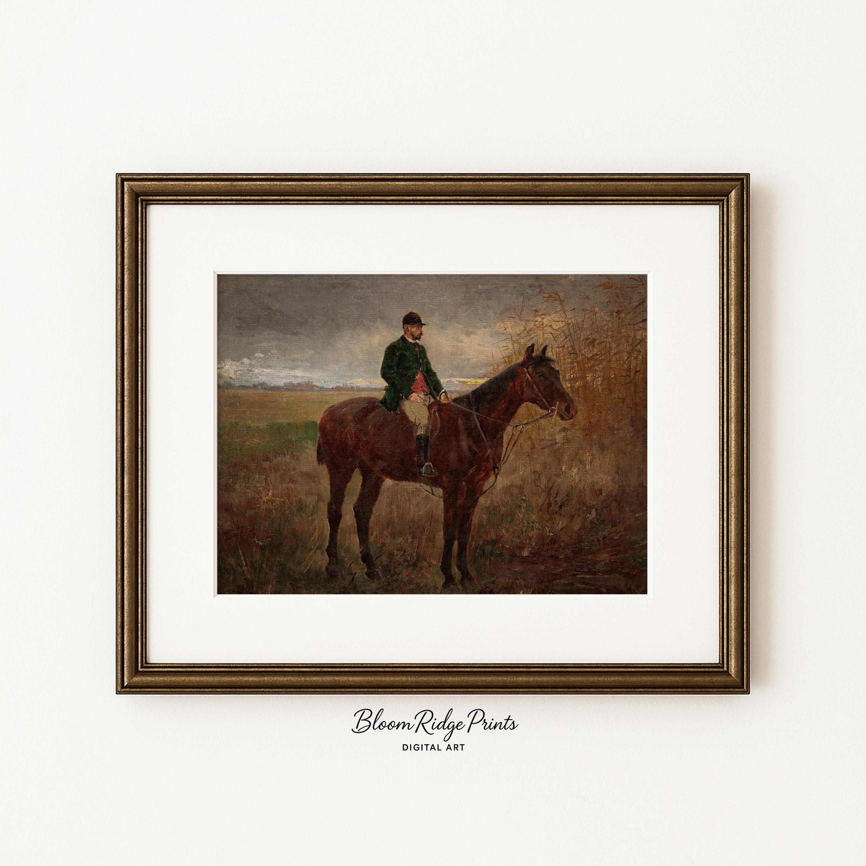 Vintage Horse and Rider Oil Painting Print: Equestrian Wall Art ...