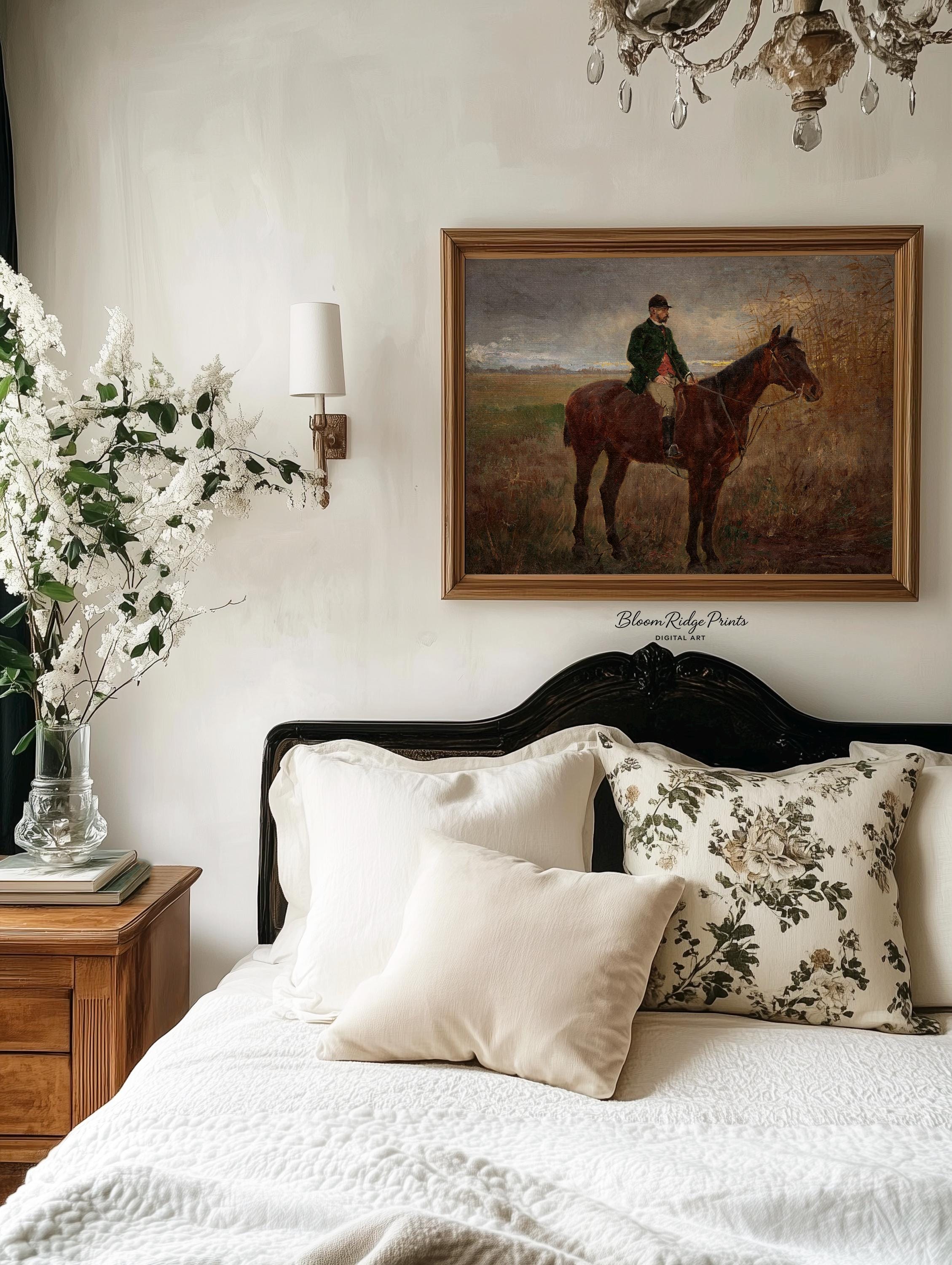 Vintage Horse and Rider Oil Painting Print: Equestrian Wall Art ...
