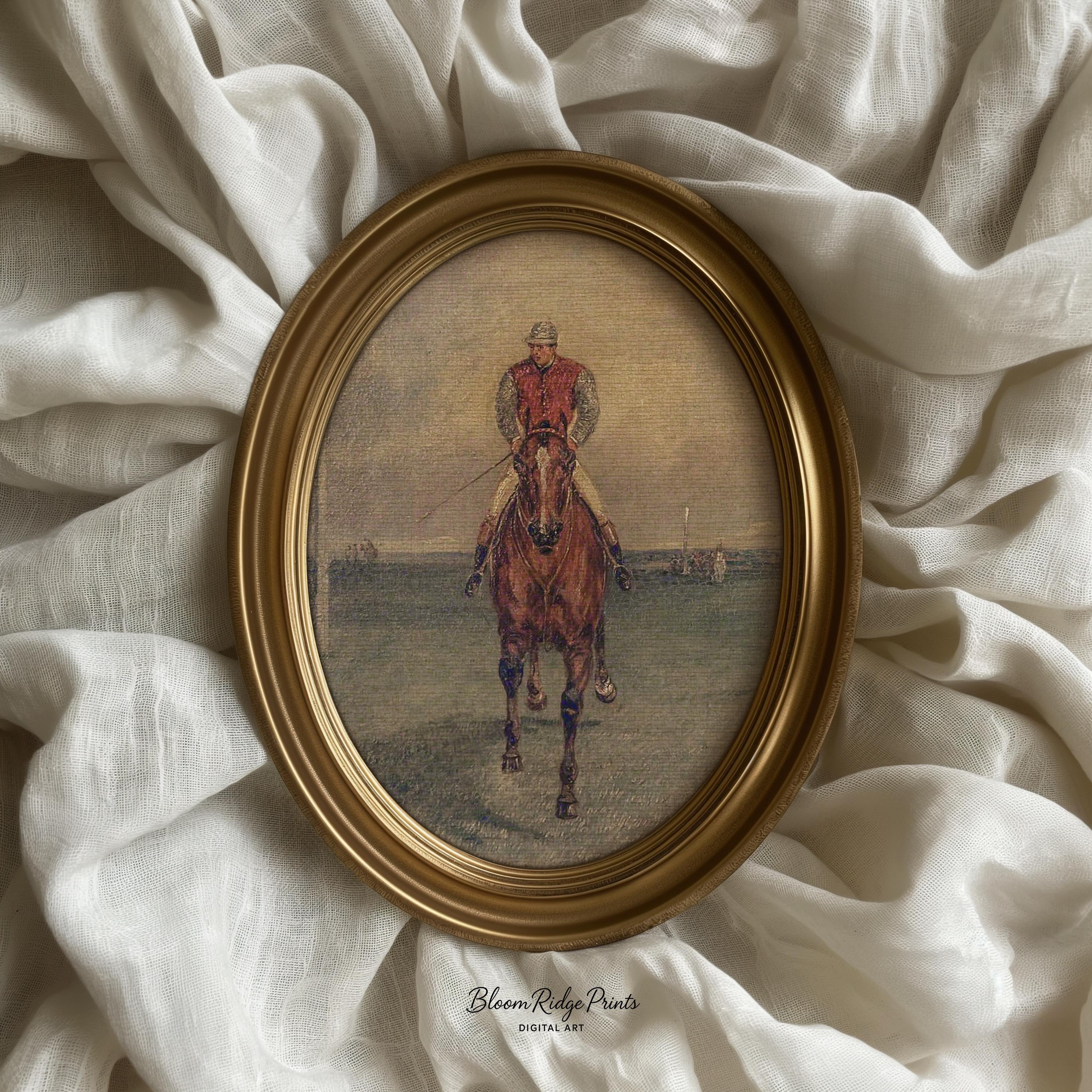 Vintage Equestrian Wall Art Print | Antique Horse Racing Painting ...
