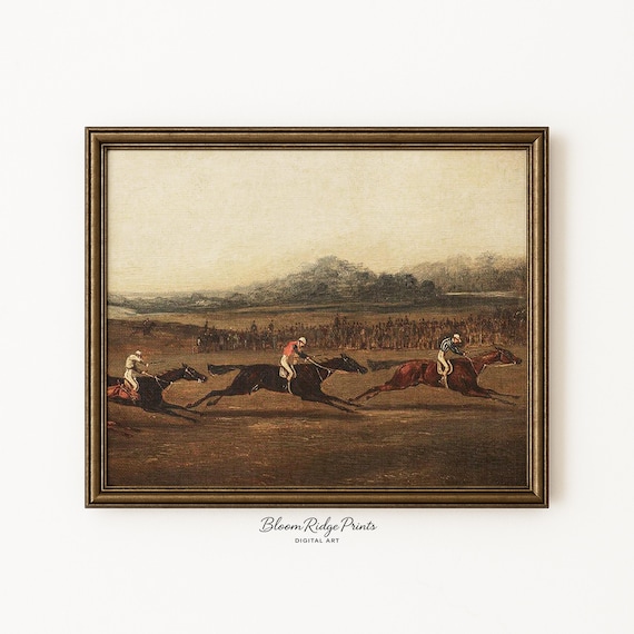 Vintage Horse Racing Print: Antique Equestrian Wall Art, Historic Racehorse Painting (Digital Download) #412