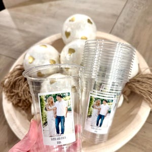 Personalized Photo Party Cups with Lids, Custom 16oz Plastic Cups image 1