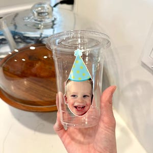 Personalized Photo Party Cups with Lids, Custom 16oz Plastic Cups image 3