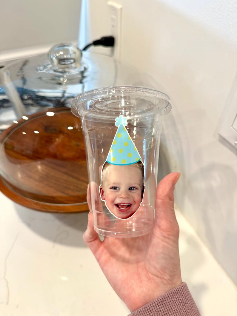 Personalized Photo Party Cups with Lids, Custom 16oz Plastic Cups image 3