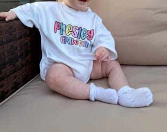Custom Preppy Name Baggy Bubble Romper