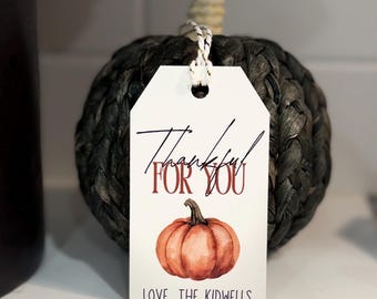 Personalized Thankful For You Gift Tags, Thanksgiving Favor Tags