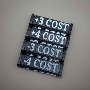 TCG Cost Change Tokens, increase/decrease costs, +/-1 to +/-4 costs, positive/negative, Fusion World, One Piece Buggy etc., 4 pieces image 3