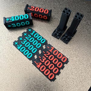 TCG Power Counter, Tokens +/-1000 tot +/-4000, Positief & Negatief, Kracht, Aanvalskracht, Effectdobbelstenen, Individueel, Eén stuk, 4 stuks