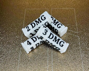 TCG Damage Counters, Tokens 1 to 4 Damage, Damage, Damage Tokens, Gundam Card Game, 4 pcs.