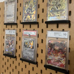 TCG card holder/display for IKEA SKADIS, compatible with grading cases (e.g., psa, bgs, pgs, aog, cgc) and magnetic card holders, exhibition