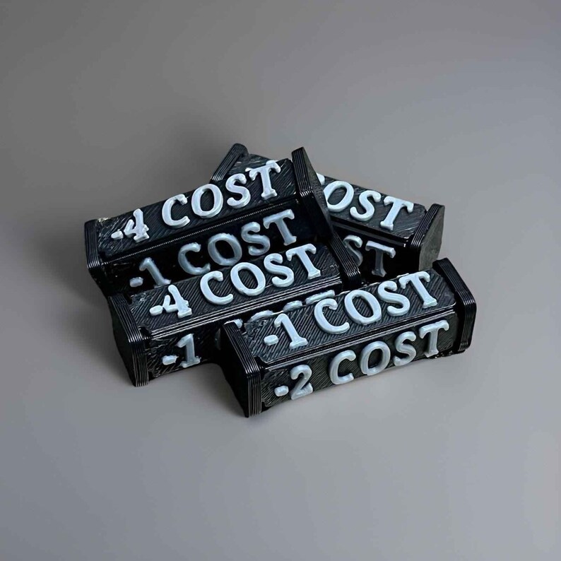 TCG Cost Change Tokens, Kosten erhöhen/reduzieren, +/-1 bis +/-4 Kosten, Positiv/Negativ, Fusion World, One Piece Buggy etc., 4 Stk Minus (-) Cost Token