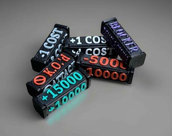 TCG Gametokens, Effektwürfel, Power Counter, Can't Attack, Critical, Double Strike, Blocker, Barrier, Cost minus, Fusion World, 5/6 Stk